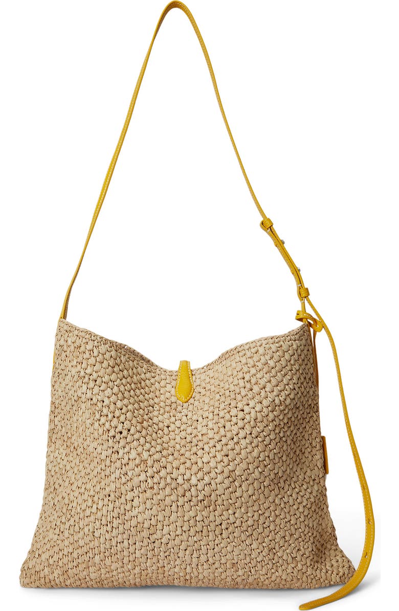 Polo Ralph Lauren Polo Play Raffia Messenger Bag, Alternate, color, Natural/ Canary Yellow