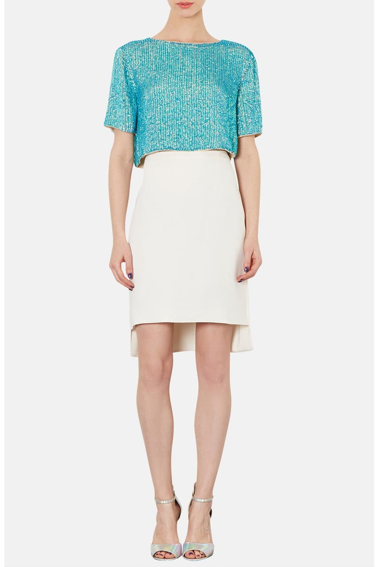 Sequin Split Back Tee, Alternate, color, BLUE