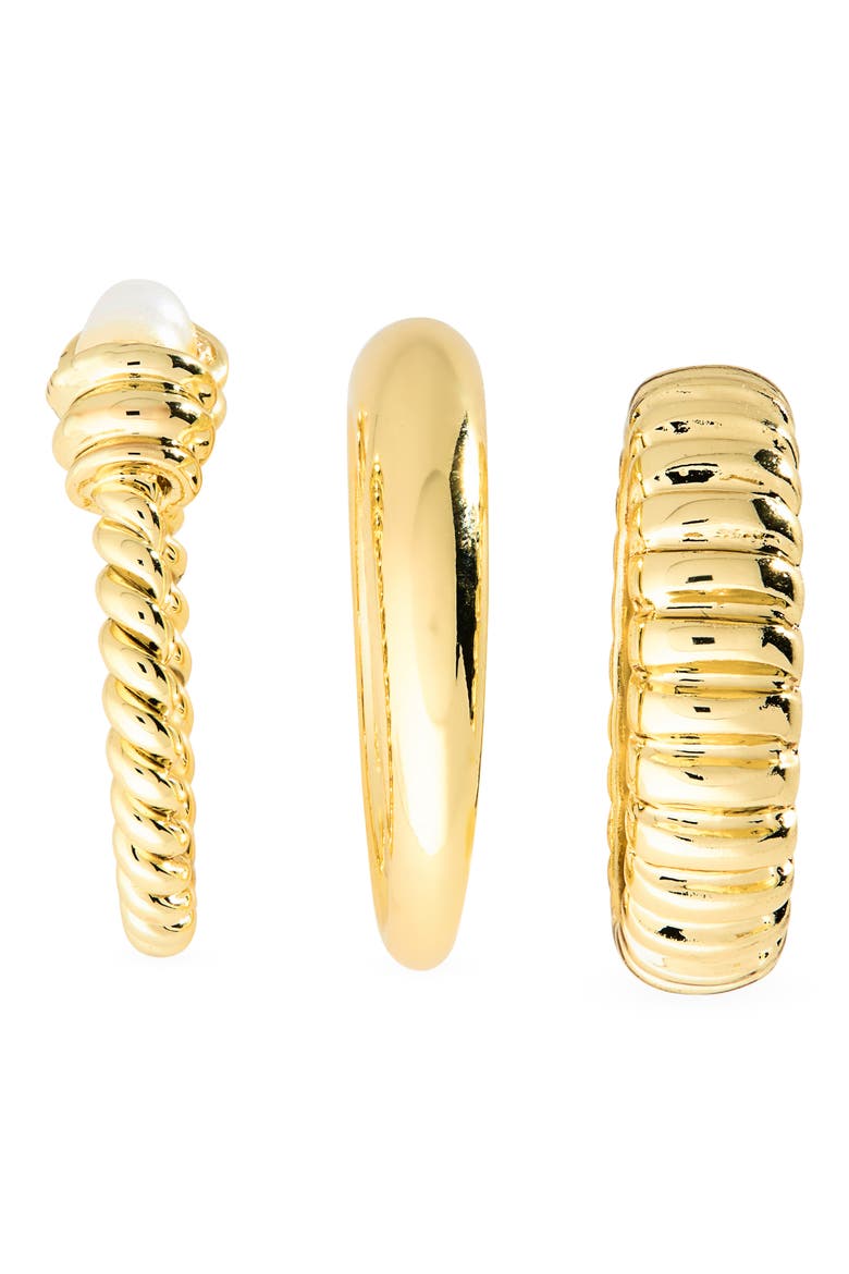 Demi-Fine Set of 3 Faux Pearl Rings, Alternate, color, WHITE- GOLD
