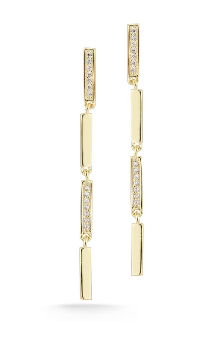 SPHERA MILANO Gold Vermeil CZ Linear Drop Earrings, Main, color, Gold