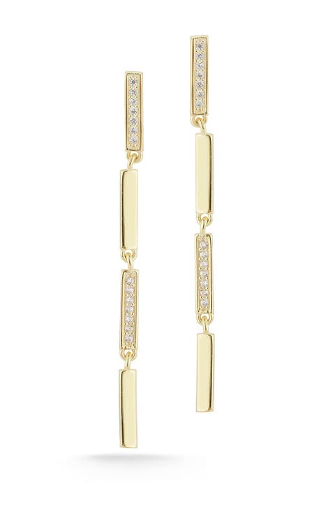 Gold Vermeil CZ Linear Drop Earrings