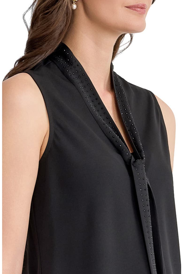 Rhinestone Tie Neck Sleeveless Georgette Top, Alternate, color, BLACK
