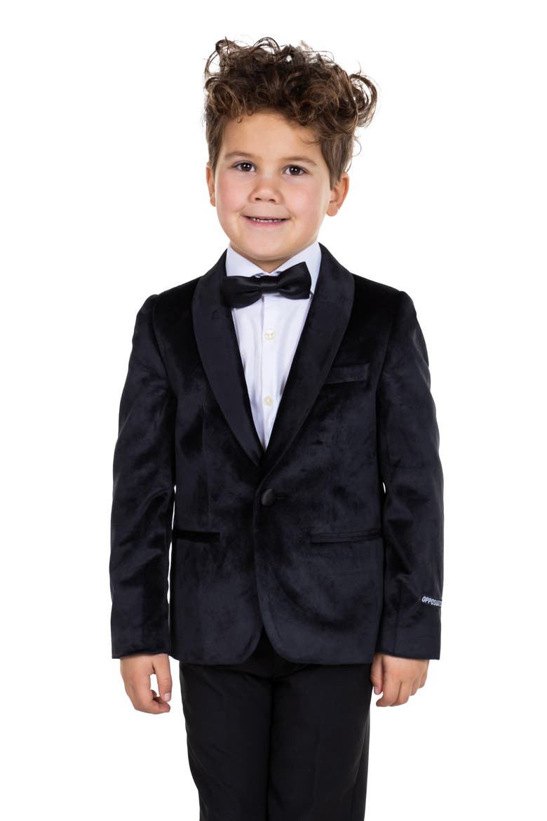 Kids' Black Velvet Dinner Jacket, Main, color, BLACK