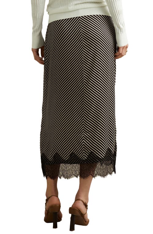 Reiss Ivy Stripe Lace Trim Midi Skirt