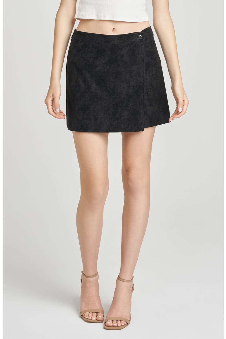 Freya Faux Suede Miniskirt, Main, color, BLACK