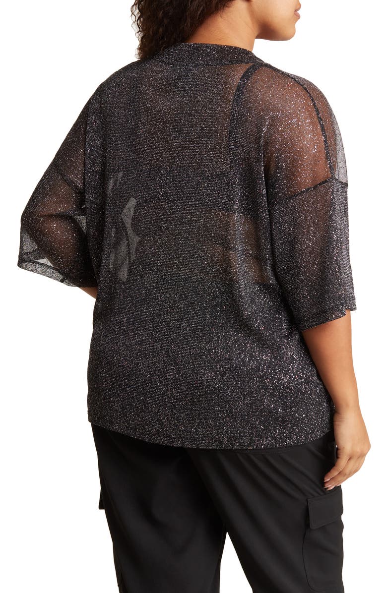 ASOS DESIGN Curve Glitter Mesh T-Shirt, Alternate, color, 