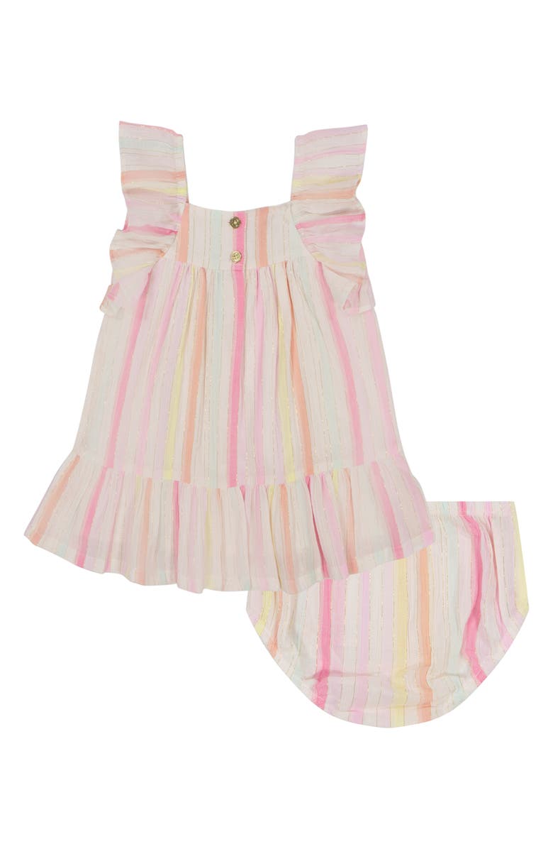 Juicy Couture Metallic Stripe Dress & Bloomers, Alternate, color, Ivory Multi