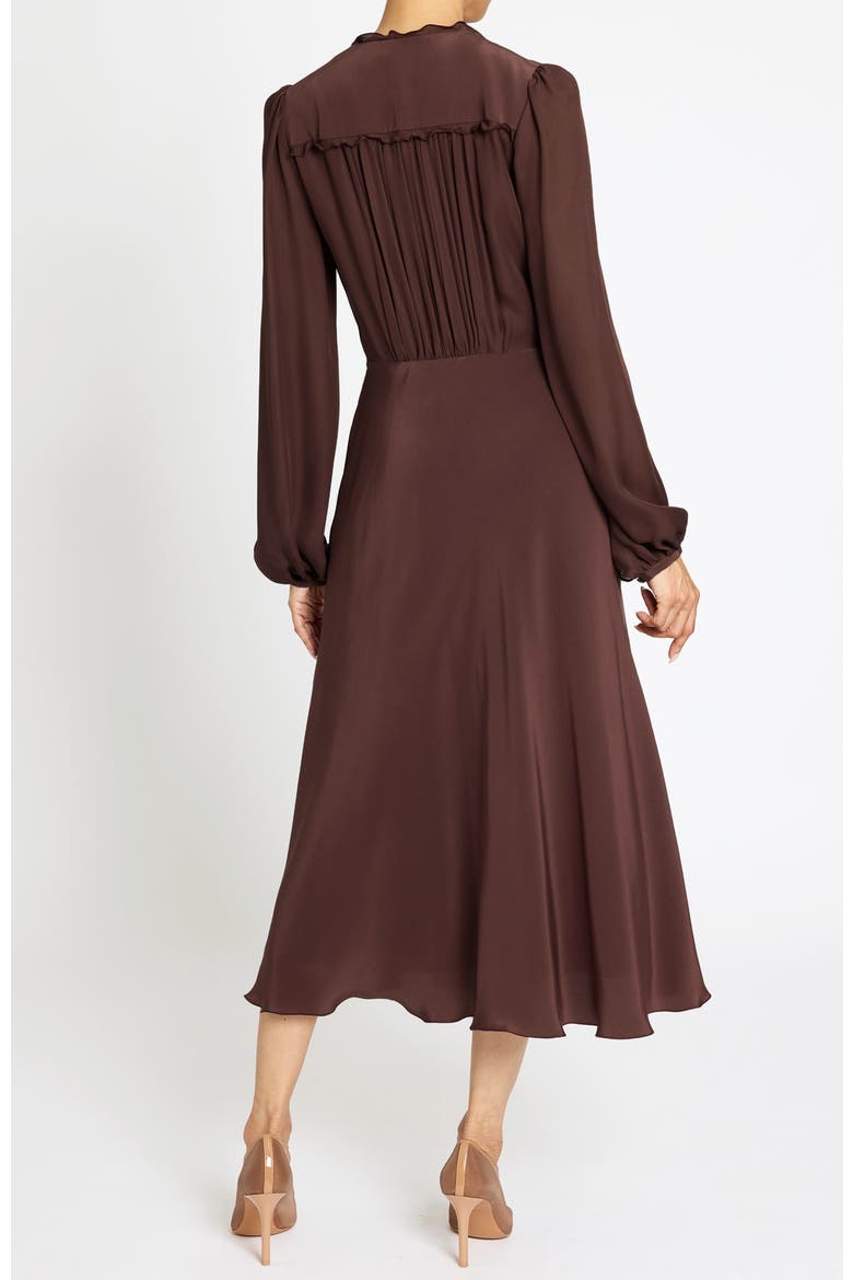 Amal Silk Long Sleeve Fit and Flare Midi Dress, Alternate, color, RAISIN