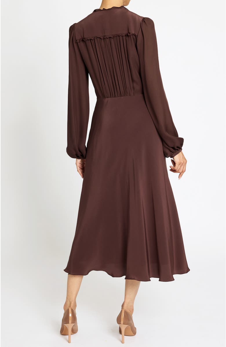 Santorelli Amal Silk Long Sleeve Fit and Flare Midi Dress, Alternate, color, Raisin