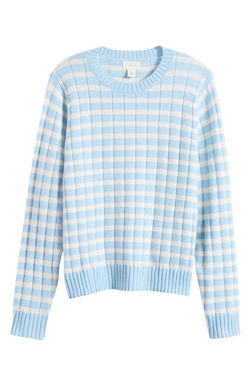 Caslon ® Stripe Crewneck Rib Sweater In Blue