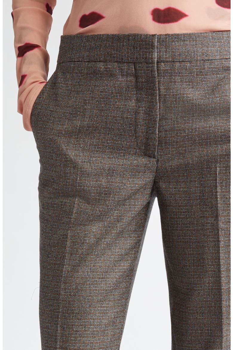 Slim Fit Check Split Hem Wool Pants, Alternate, color, CAMEL/ GREY