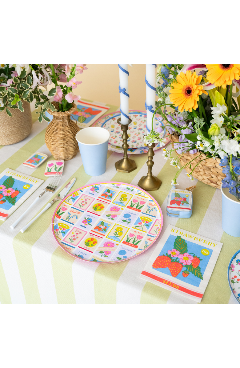 Jollity & Co. In Bloom Floral Plates, Alternate, color, Dinner Plates (Gold Rim)