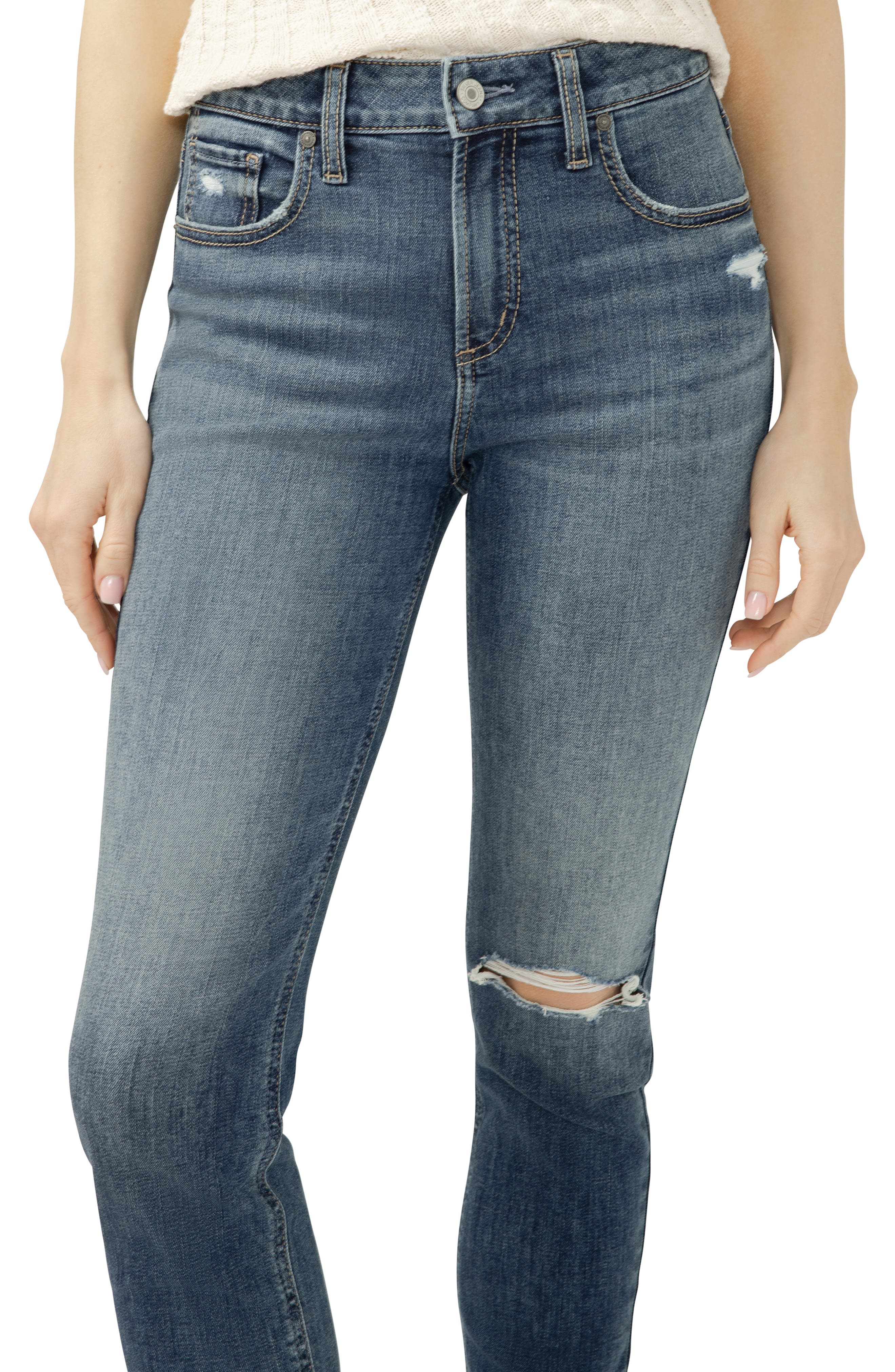 Silver Jeans Co. Avery Curvy Ripped Skinny Jeans (Women) | Nordstrom