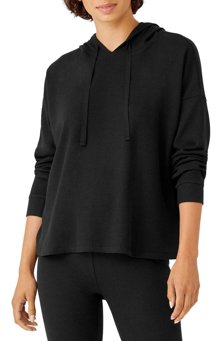 Eileen Fisher Boxy Waffle Weave Hoodie, Main, color, 