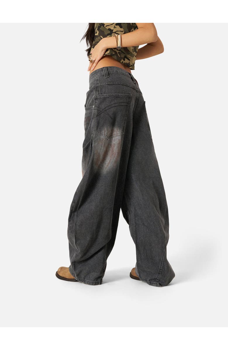 AELFRIC EDEN Dirty-Dyed Super Baggy Barrel Jeans, Alternate, color, Black