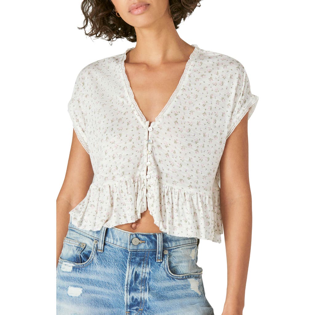 Lucky Brand Button-front Peplum Top