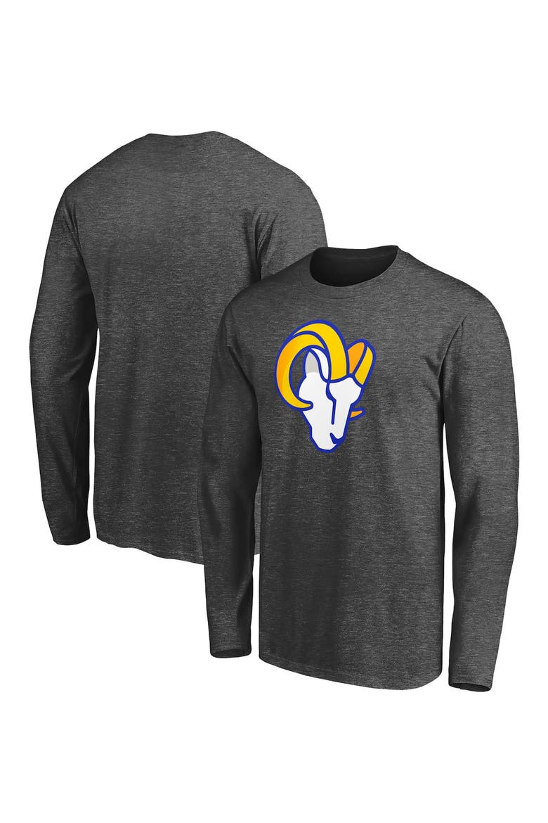 Men's Fanatics Branded Heathered Charcoal Los Angeles Rams Big & Tall Primary Logo Long Sleeve T-Shirt, Alternate, color, HEATHER CHARCOAL