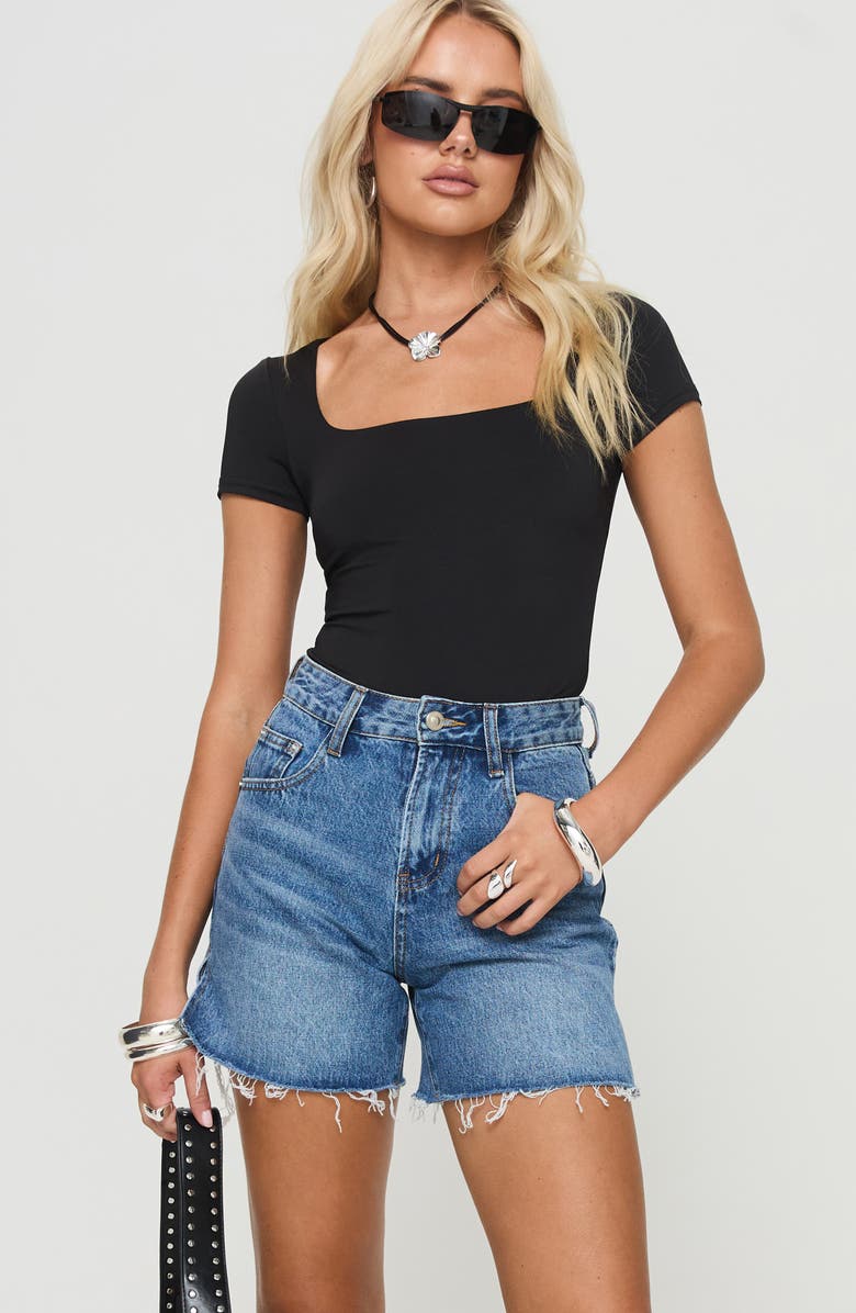 Princess Polly Hayelle High Waist Denim Cutoff Shorts, Alternate, color, 