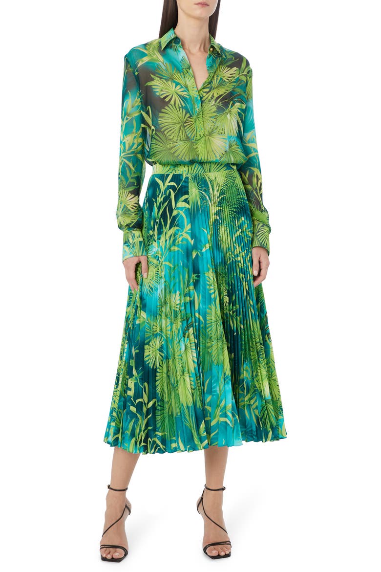 Jungle Print Pleated Midi Skirt, Alternate, color, GREEN AND PRINT