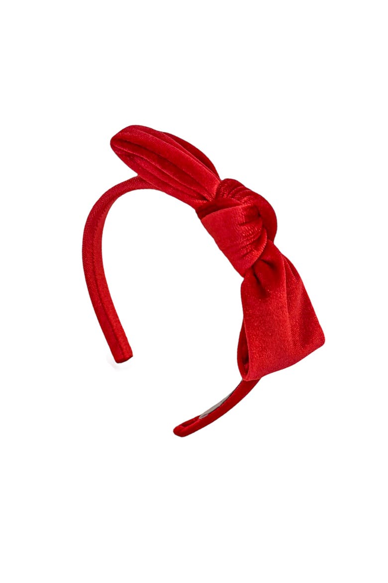 Velvet Bow Headband, Main, color, Red
