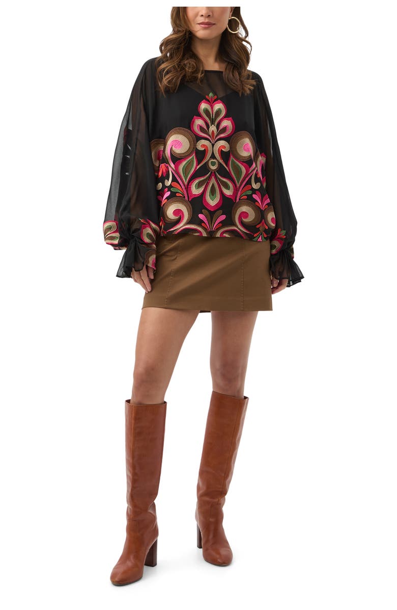 Trina Turk Soho Embroidered Boat Neck Top, Alternate, color, Multi