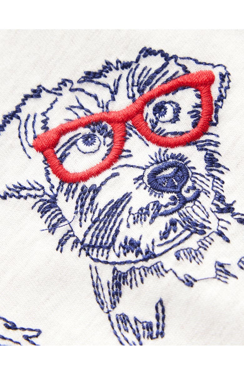 Mini Boden Kids' Embroidered Dogs Long Sleeve Cotton Graphic T-Shirt, Alternate, color, 