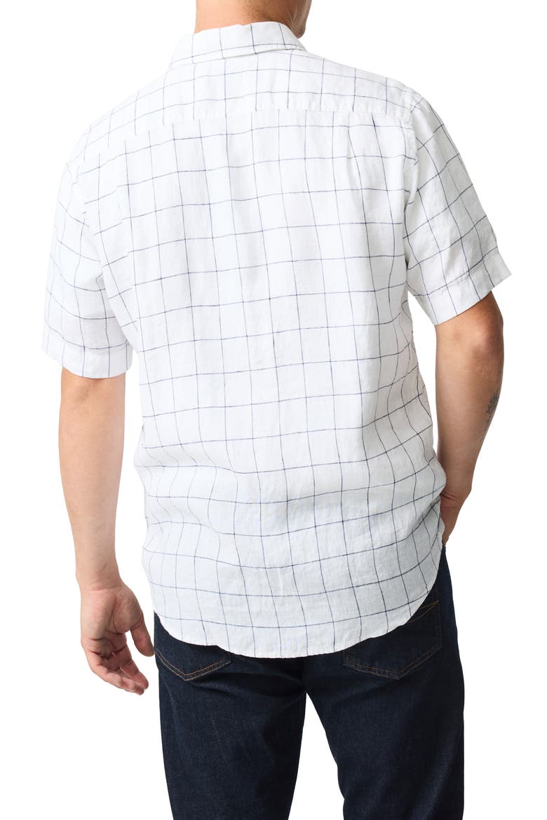 Avonden Check Short Sleeve Linen Button-Up Shirt, Alternate, color, IVORY