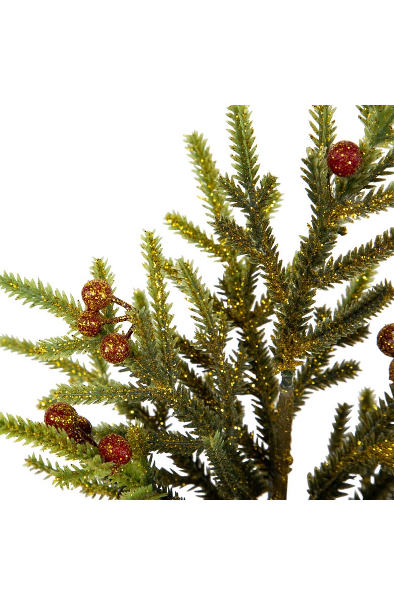 Northlight Mini Glittered Pine with Berries Artificial Christmas Trees - 9" - Set of 3, Alternate, color, Green