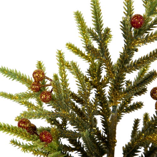Northlight Mini Glittered Pine With Berries Artificial Christmas Trees In Green