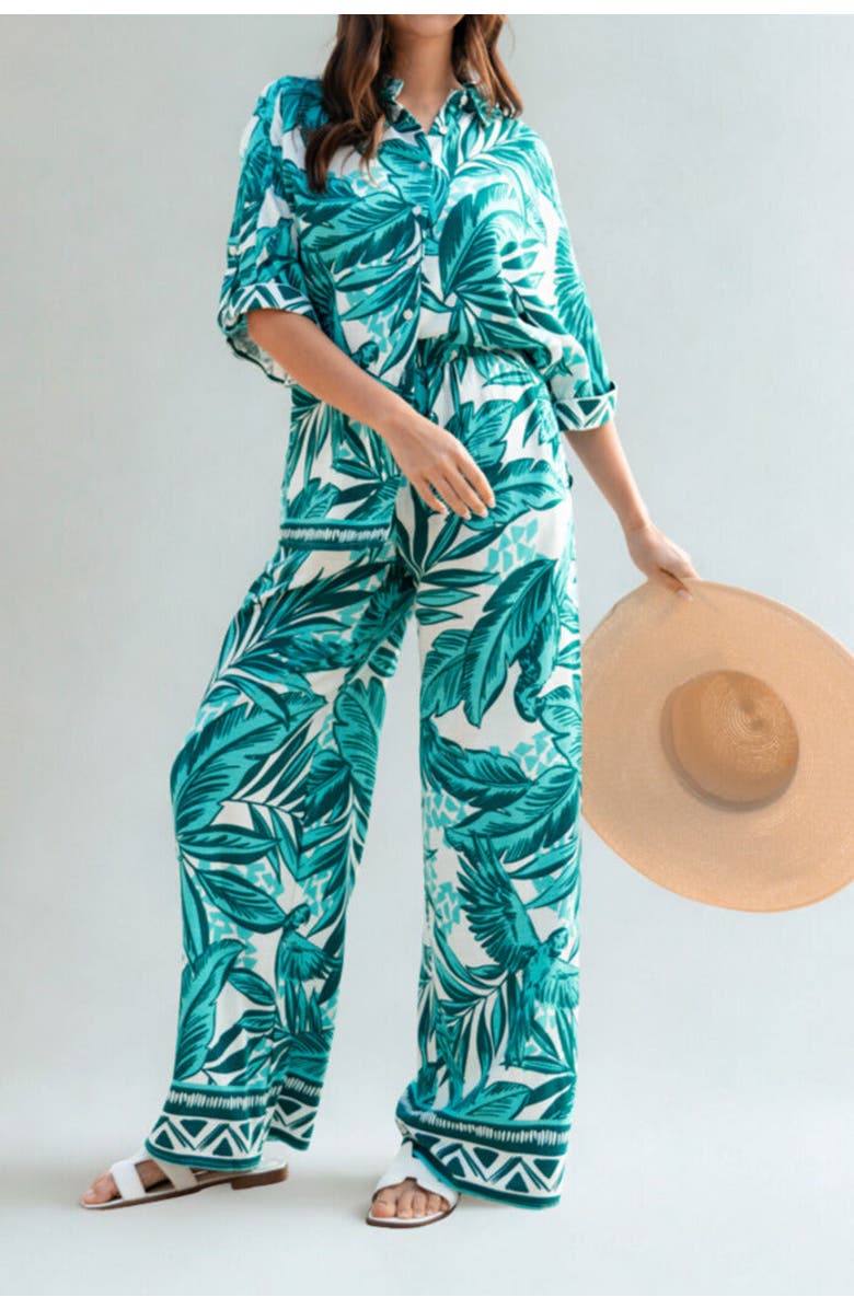 Label of Love Tropica Shirt & Pant Set, Main, color, Green
