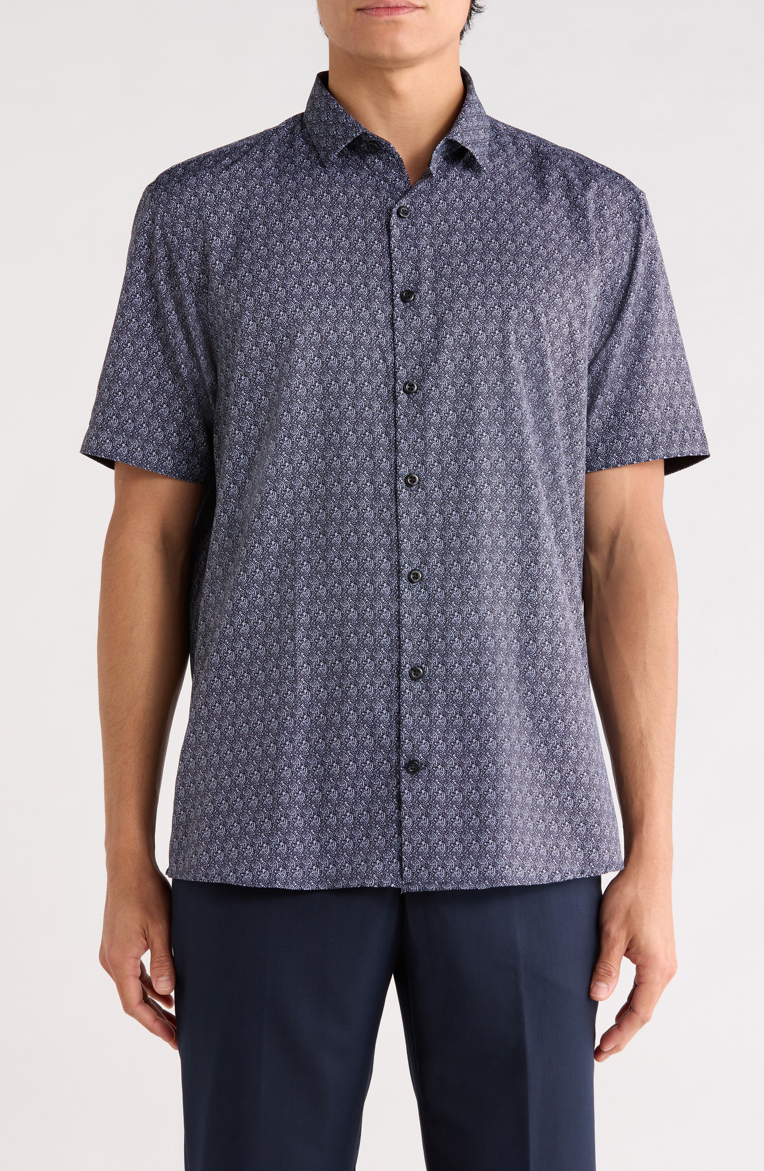 SOUL OF LONDON Microfiber Short Sleeve Sport Shirt