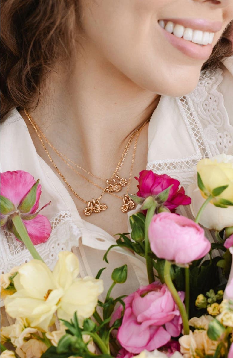 MADE BY MARY May Birth Flower Charm, Alternate, color, Gold Vermeil