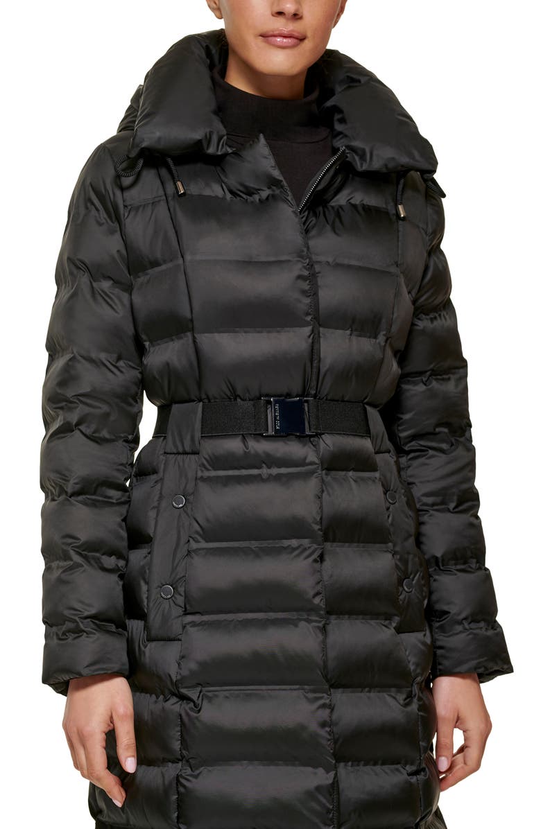 Kenneth Cole New York Cire Hooded Belted Puffer Jacket, Alternate, color,