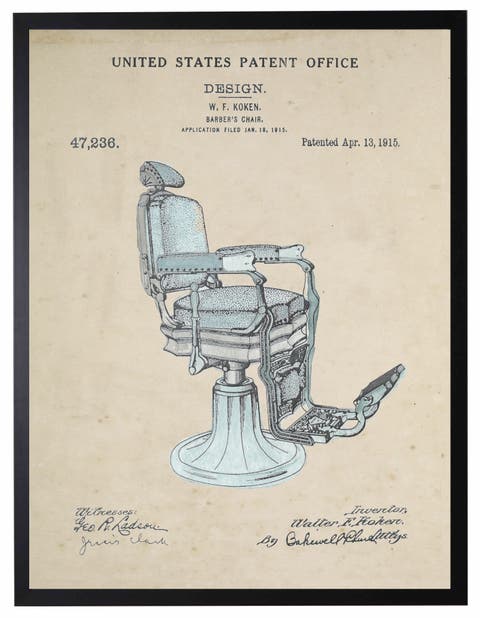 Barber's Chair Patent in Black Frame