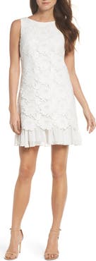 Eliza J Lace Ruffle Hem Sheath Dress
