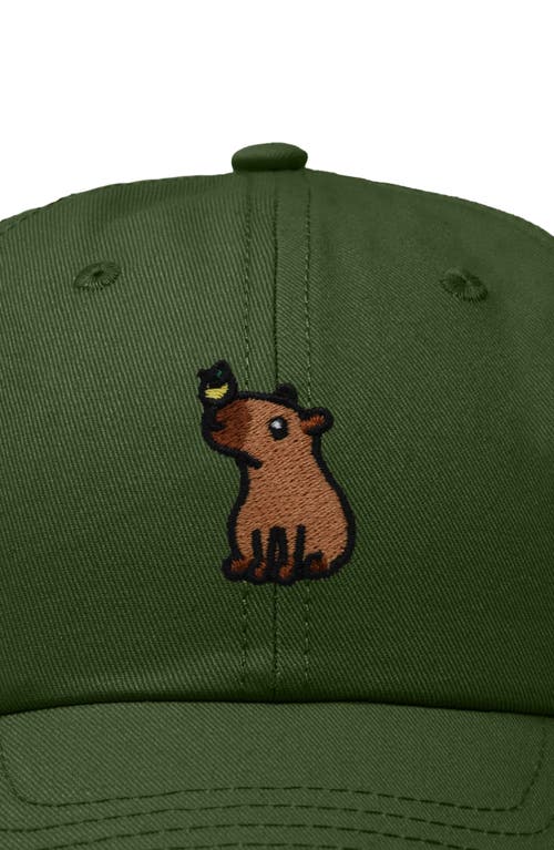 Dalix Capybara Embroidered Everyday Hat In Olive