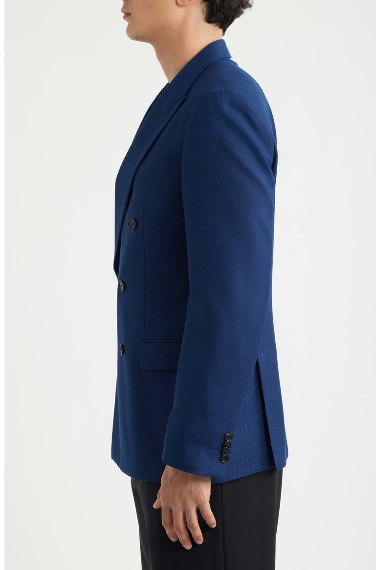 Hutson Slim Fit Navy Virgin Wool Double Breasted Blazer, Alternate, color, DARK BLUE