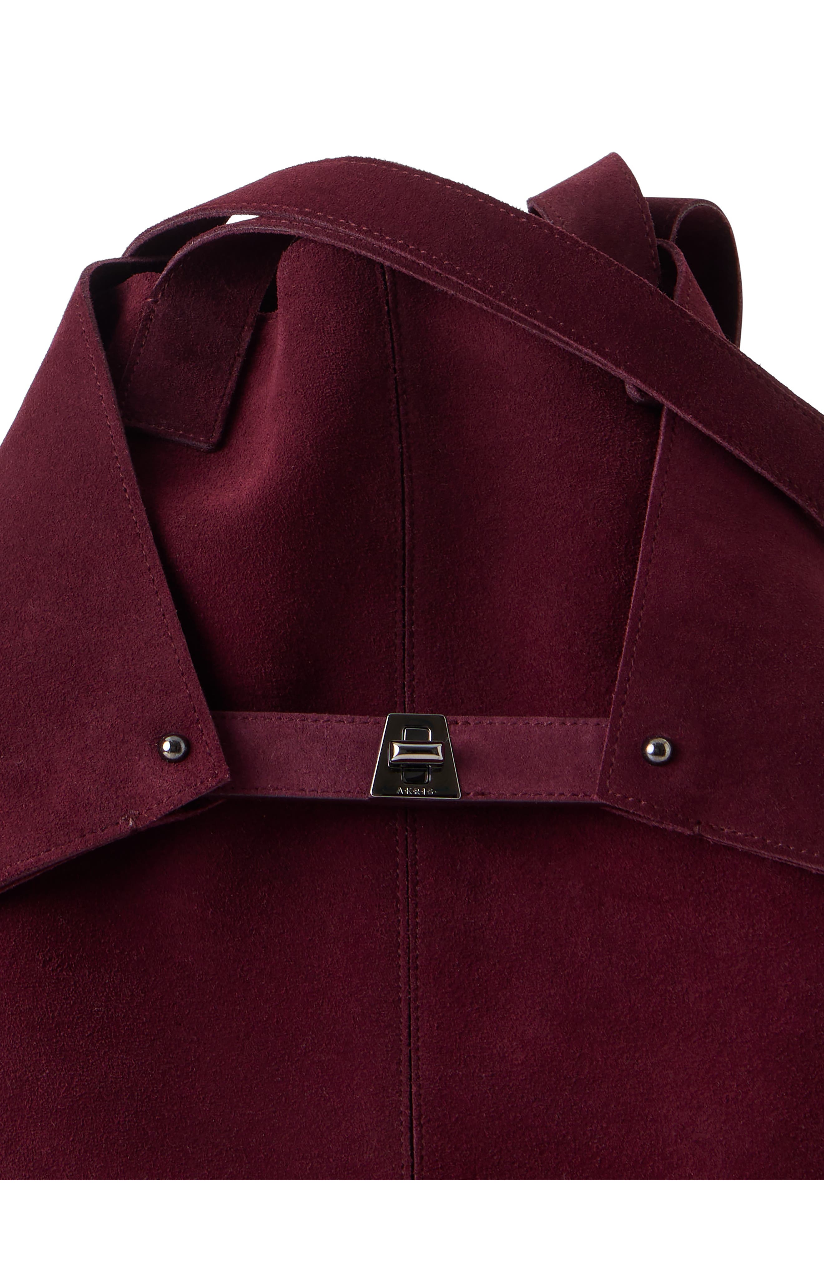 Medium AI Suede Convertible Shoulder Tote, Alternate, color, BURGUNDY