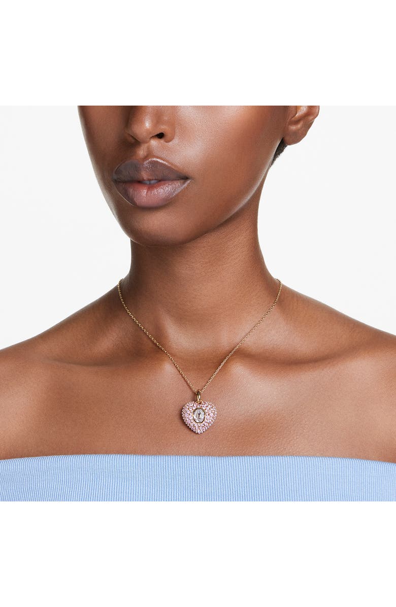 Swarovski Idyllia Crystal, Faux Pearl & Cubic Zirconia Heart Pendant Necklace, Alternate, color, Pink