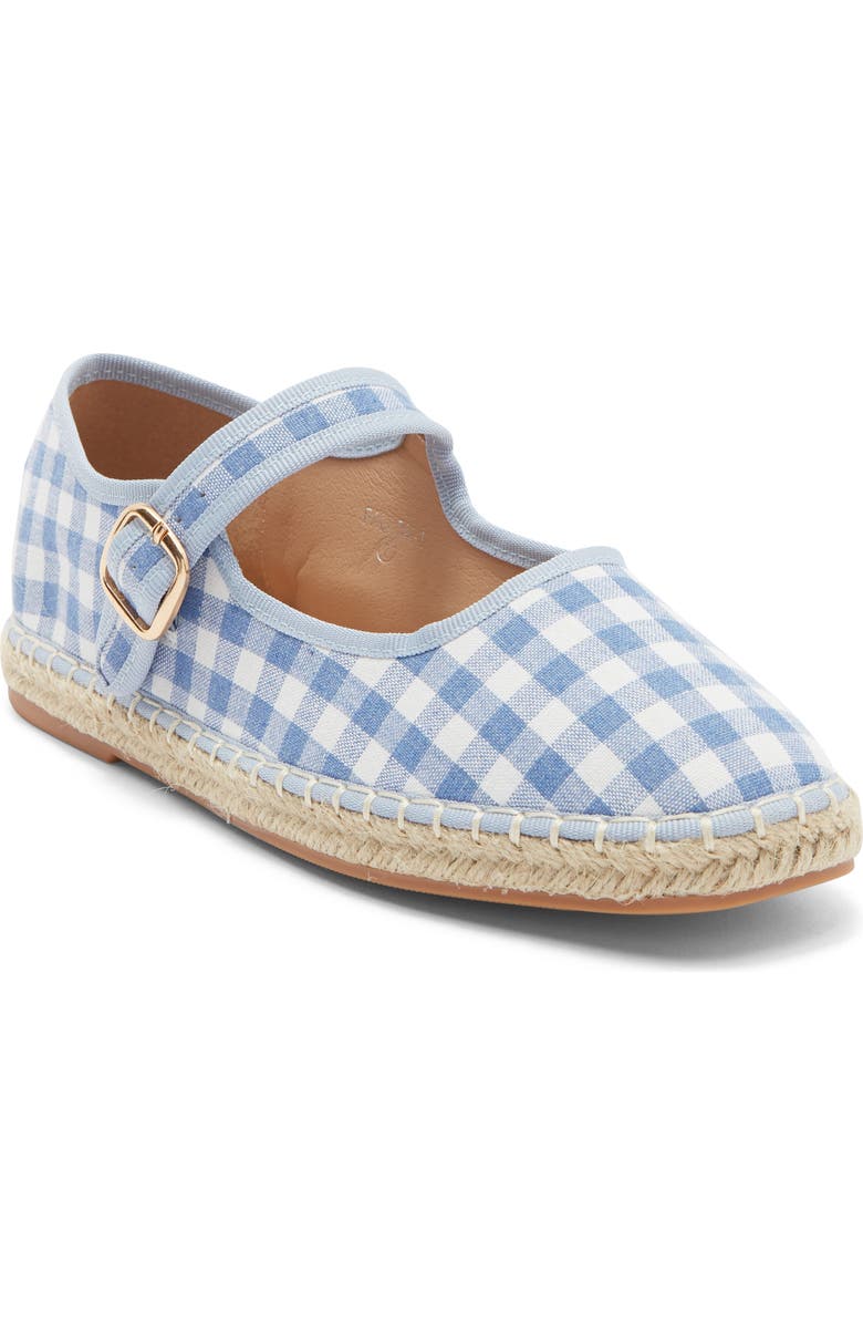 TOP MODA Fallon Gingham Mary Jane Flat, Main, color, Blue Canvas