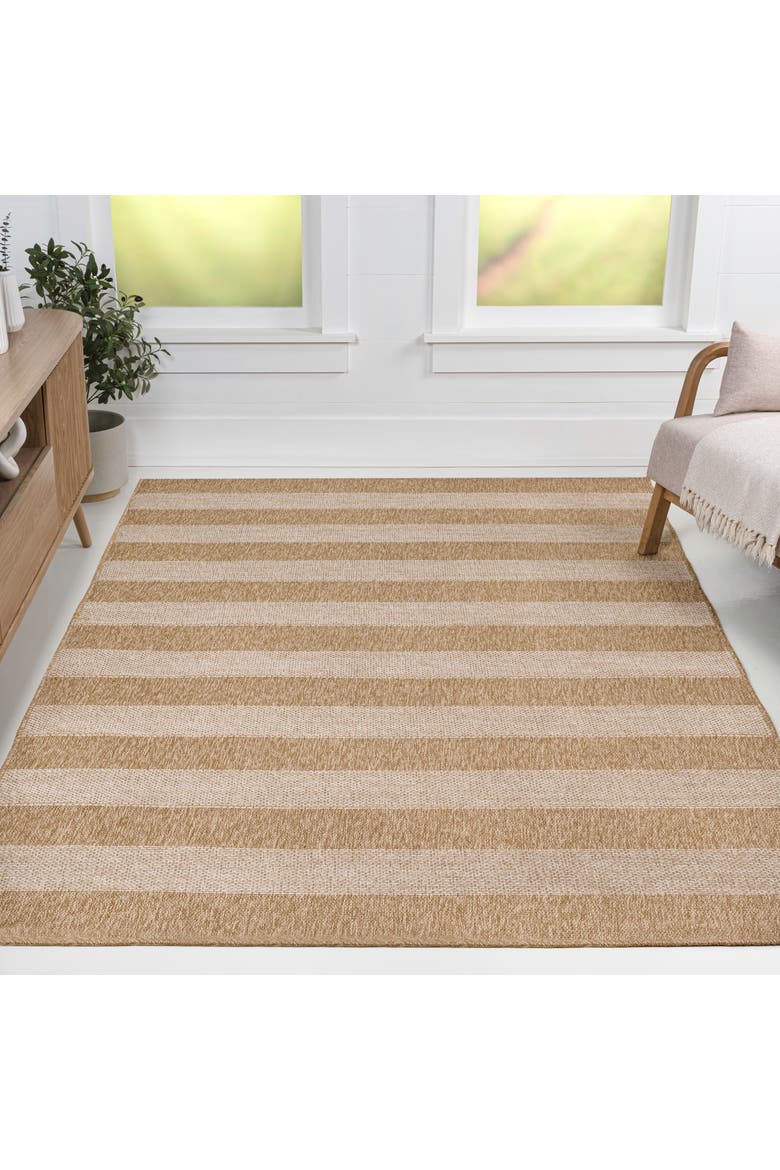 Sutton Easy Jute Modern Geometric Boho Stripe Indoor/Outdoor Area Rug, Alternate, color, Natural/Beige