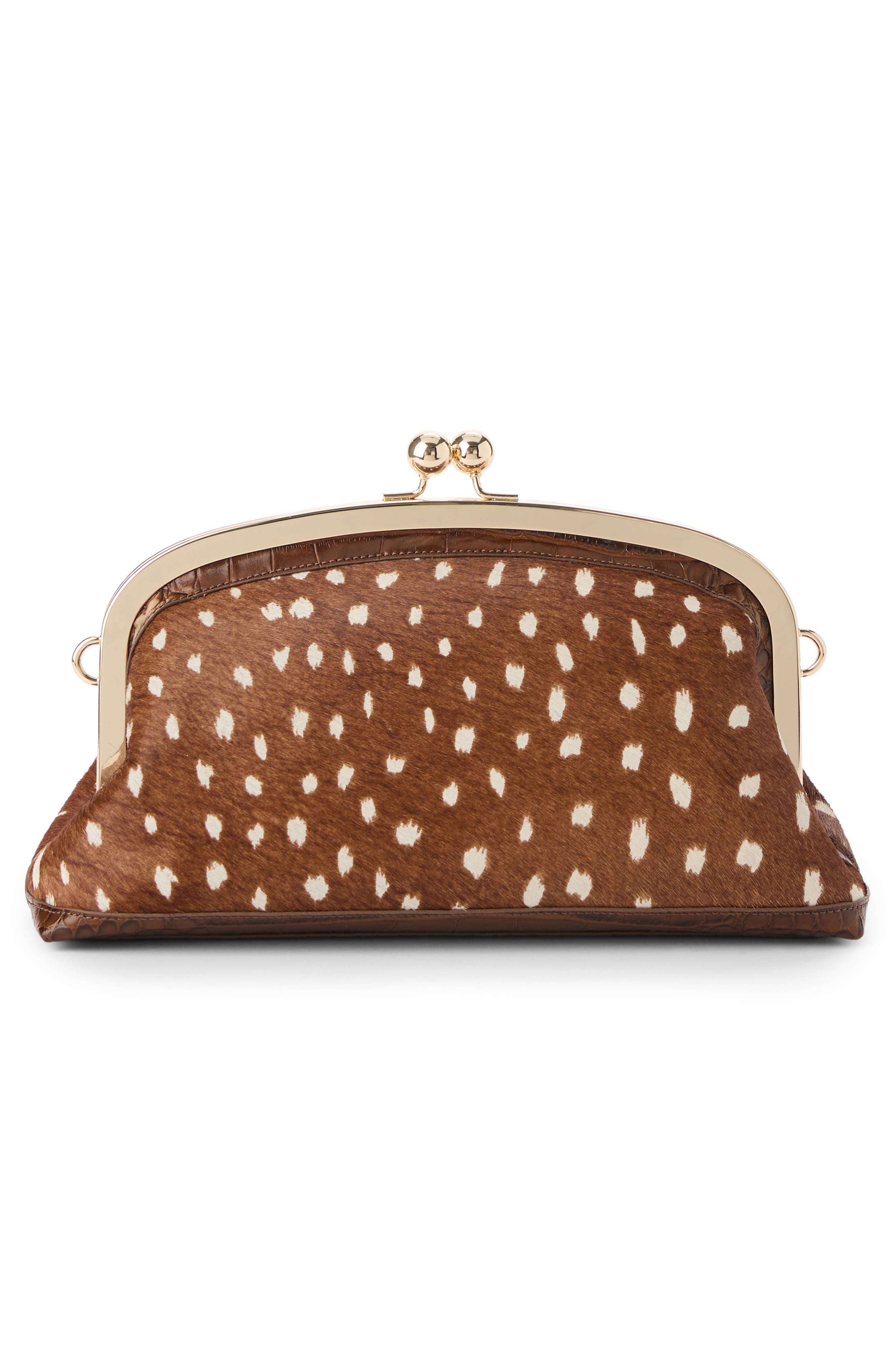 Cinnamon Wilds Christine Embossed Genuine Calf Hair Clutch, Alternate, color, CINNAMON
