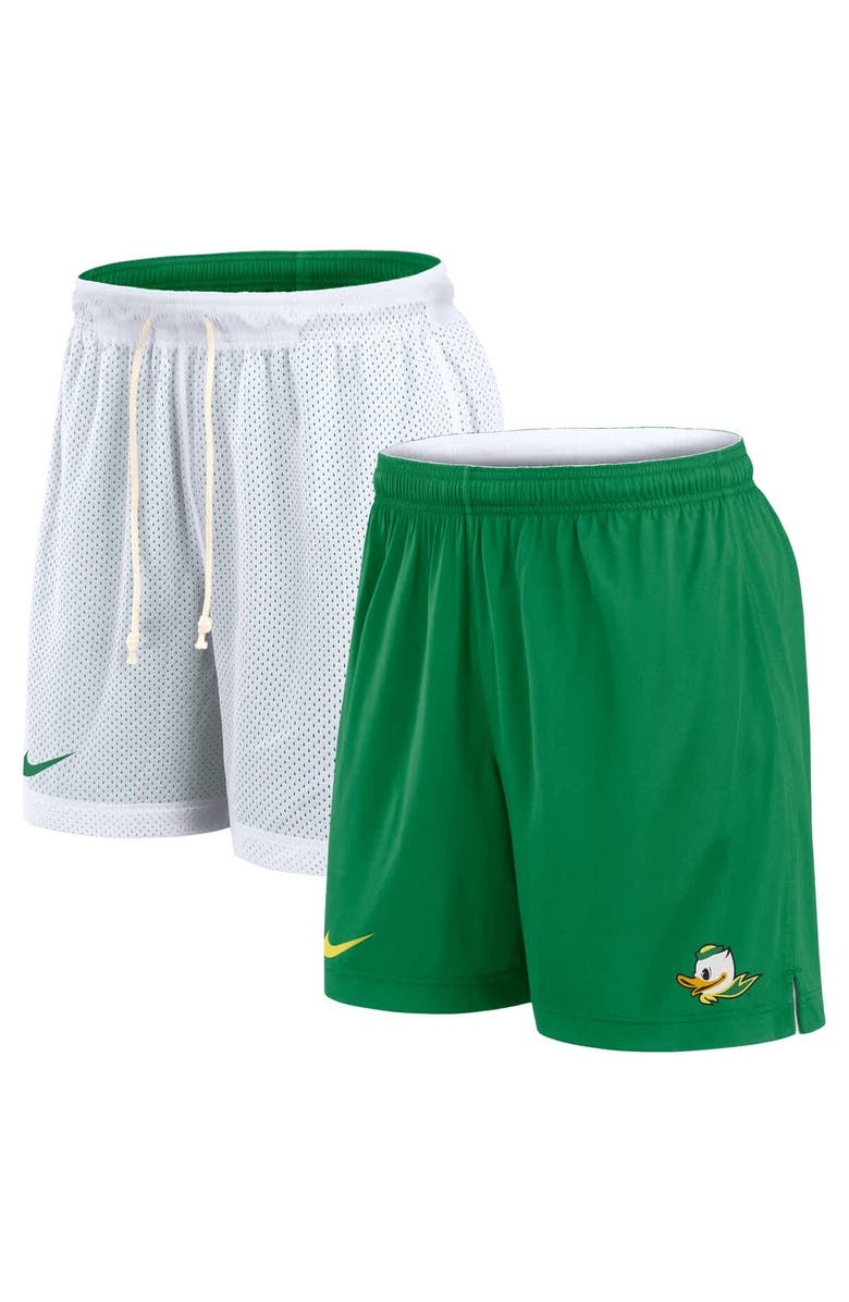 Nike Men's Nike White/Green Oregon Ducks Primetime Reversible Performance Shorts, Main, color, 