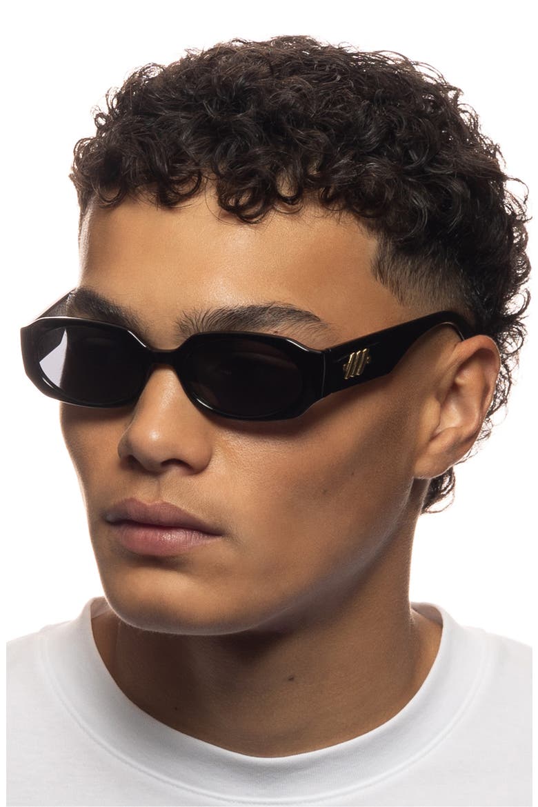 Shebang 52mm Rectangular Sunglasses, Alternate, color, BLACK