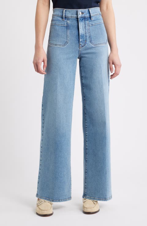 Le Slim Palazzo Patch Pocket High Waist Wide Leg Jeans