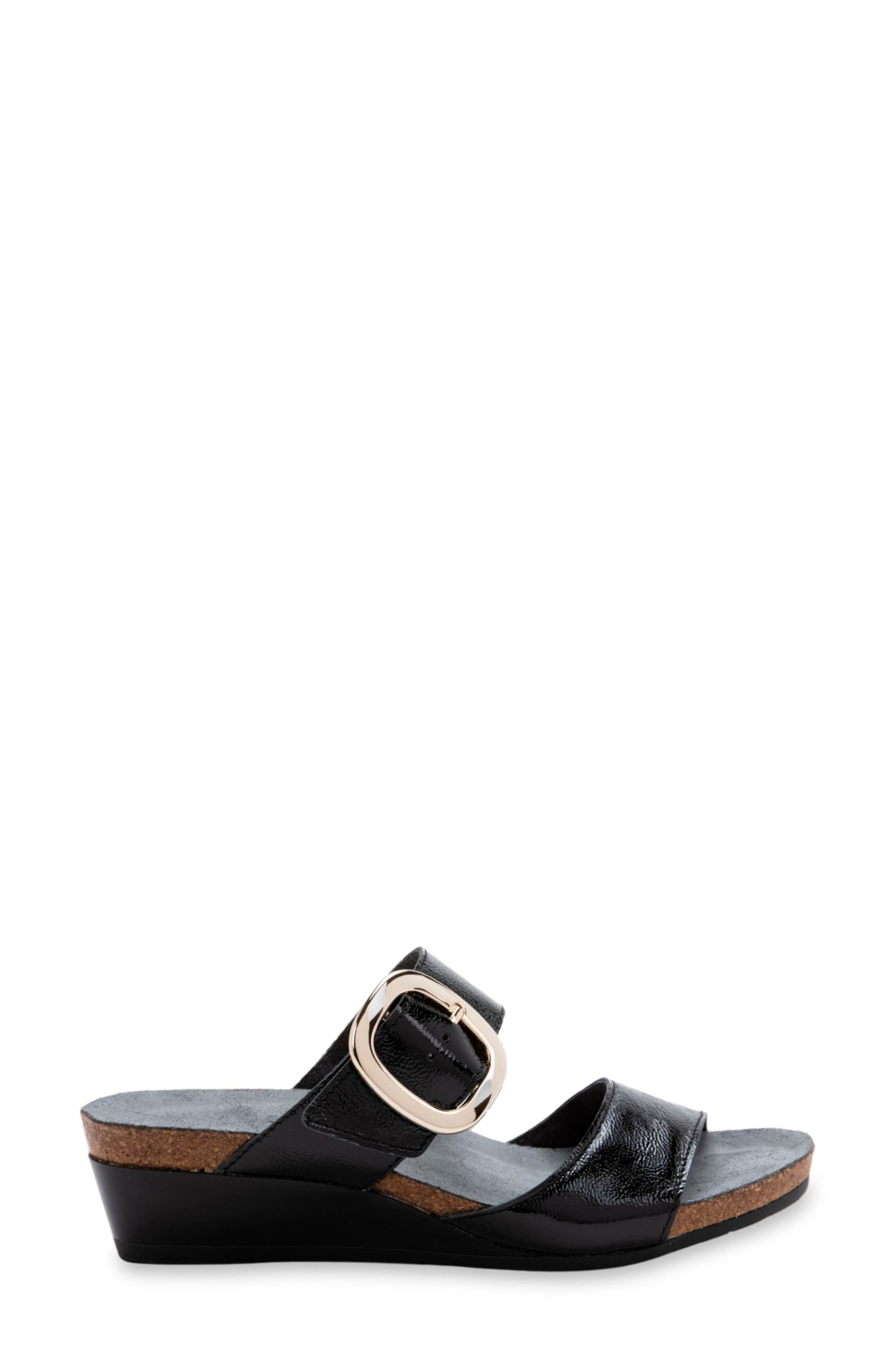 Naot Magic Wedge Sandal, Alternate, color, Black Crinkle Patent Leather