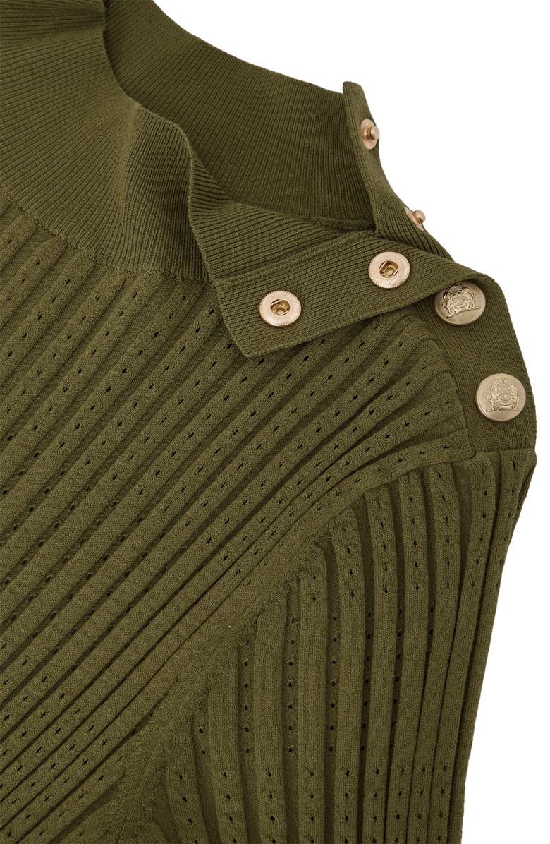 Reiss Harriet Ribbed Pleated A-Line Dress, Alternate, color, Green