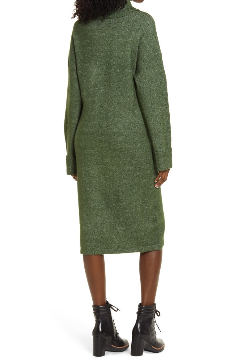 Gaiva Turtleneck Long Sleeve Sweater Dress, Alternate, color, BLACK FOREST