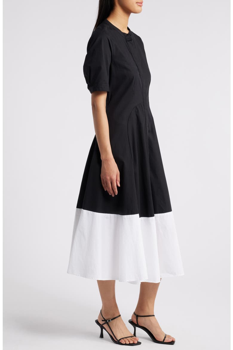 Front Seam A-Line Midi Dress, Alternate, color, RICH BLACK