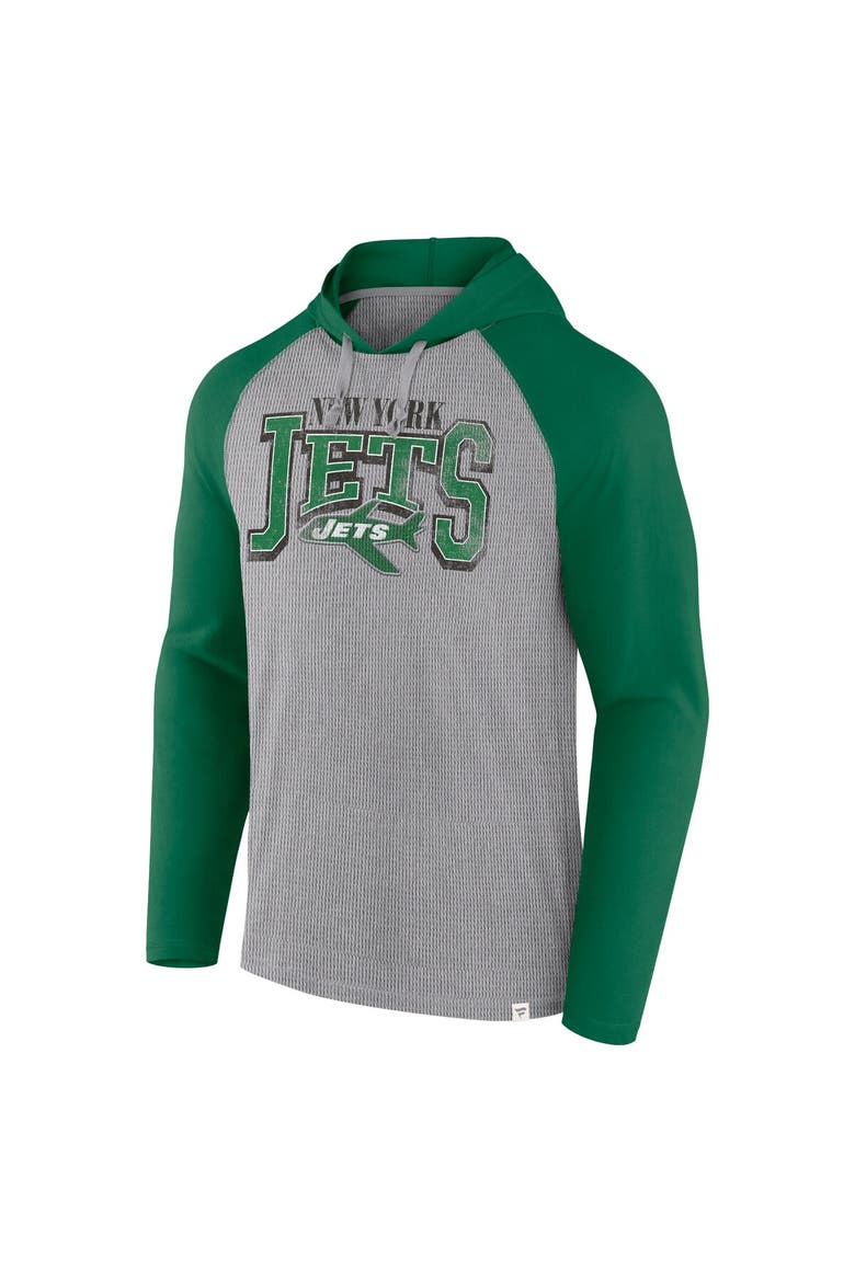 Men's Fanatics Gray/Kelly Green New York Jets Under Center Long Sleeve Hoodie T-Shirt, Alternate, color, Gray